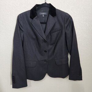 Talbots Blazer 4P Womens Black Petites Wool Blend Velvet Collar Fully Lined